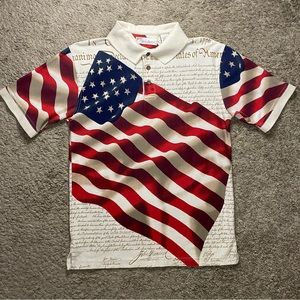 American Summer Clothing Company Mens Polo Small American Flag USA Patriotic